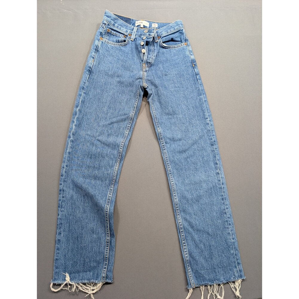 Re/Done Originals Women's Straight Leg Jeans Size 24 Medium Wash